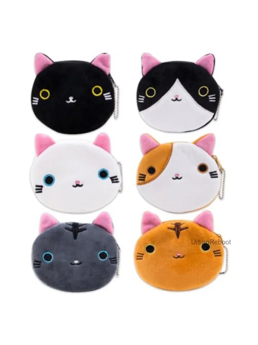 Plush Cat Coin Purse Set with Zipper Small Change Wallet for Women